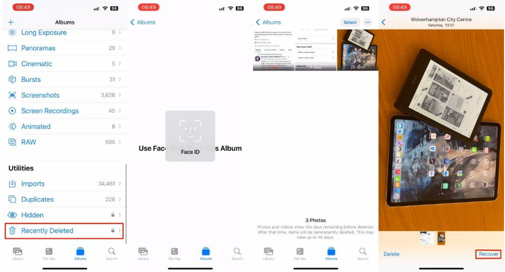 阜龙乡苹果14维修分享 iPhone14 上恢复已删除的照片 