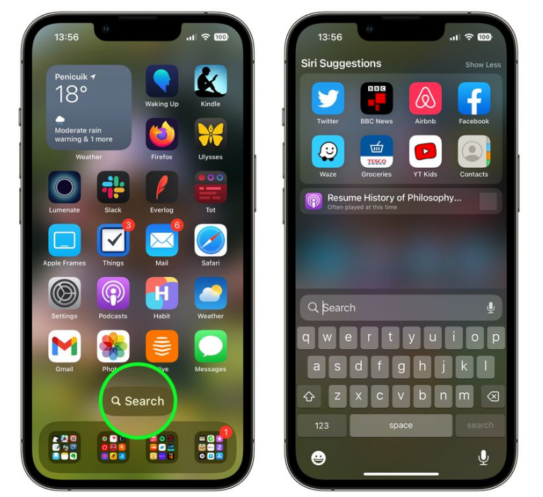 阜龙乡苹果手机维修分享升级到 iOS 16 后，如何删除主屏幕上的搜索按钮 