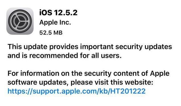 阜龙乡苹果手机维修分享iOS12.5.2发布，建议所有老苹果用户安装 